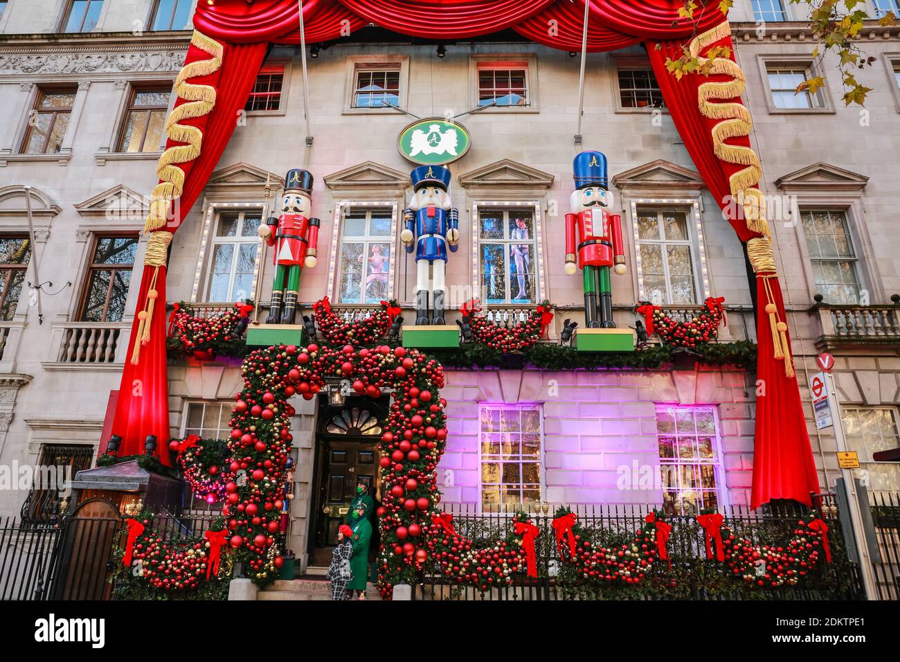 London, UK. 15 December 2020. Annabel's - Christmas decorations in front of the Private Members Club in Mayfair. Credit: Waldemar Sikora Stock Photo