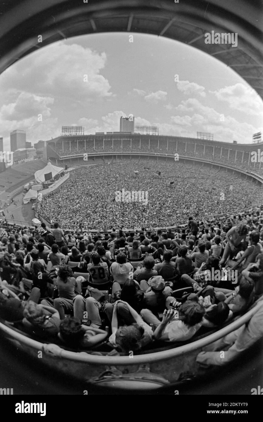 Cleveland Stadium is filled to capacity on June 14, 1975 for a concert