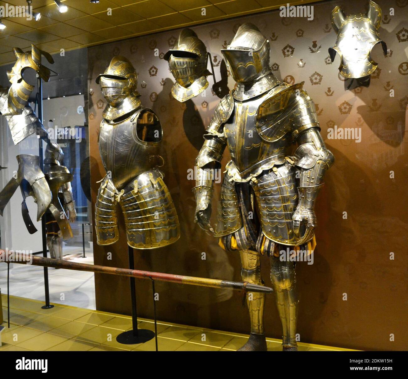 Suits of Armour on display in the Tower of London, London, England, UK