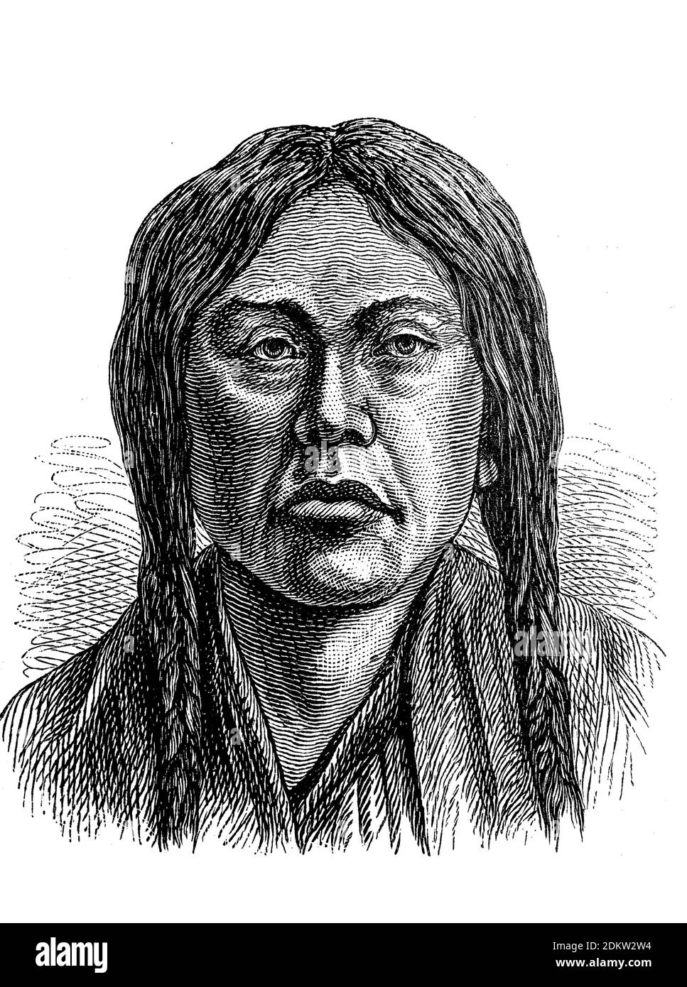 Indians, here a man of the Mexican Indians, illustration from 1880  /  Indianer, hier ein Mann der mexikanischen Indianer, Illustration aus 1880, Historisch, historical, digital improved reproduction of an original from the 19th century / digitale Reproduktion einer Originalvorlage aus dem 19. Jahrhundert Stock Photo