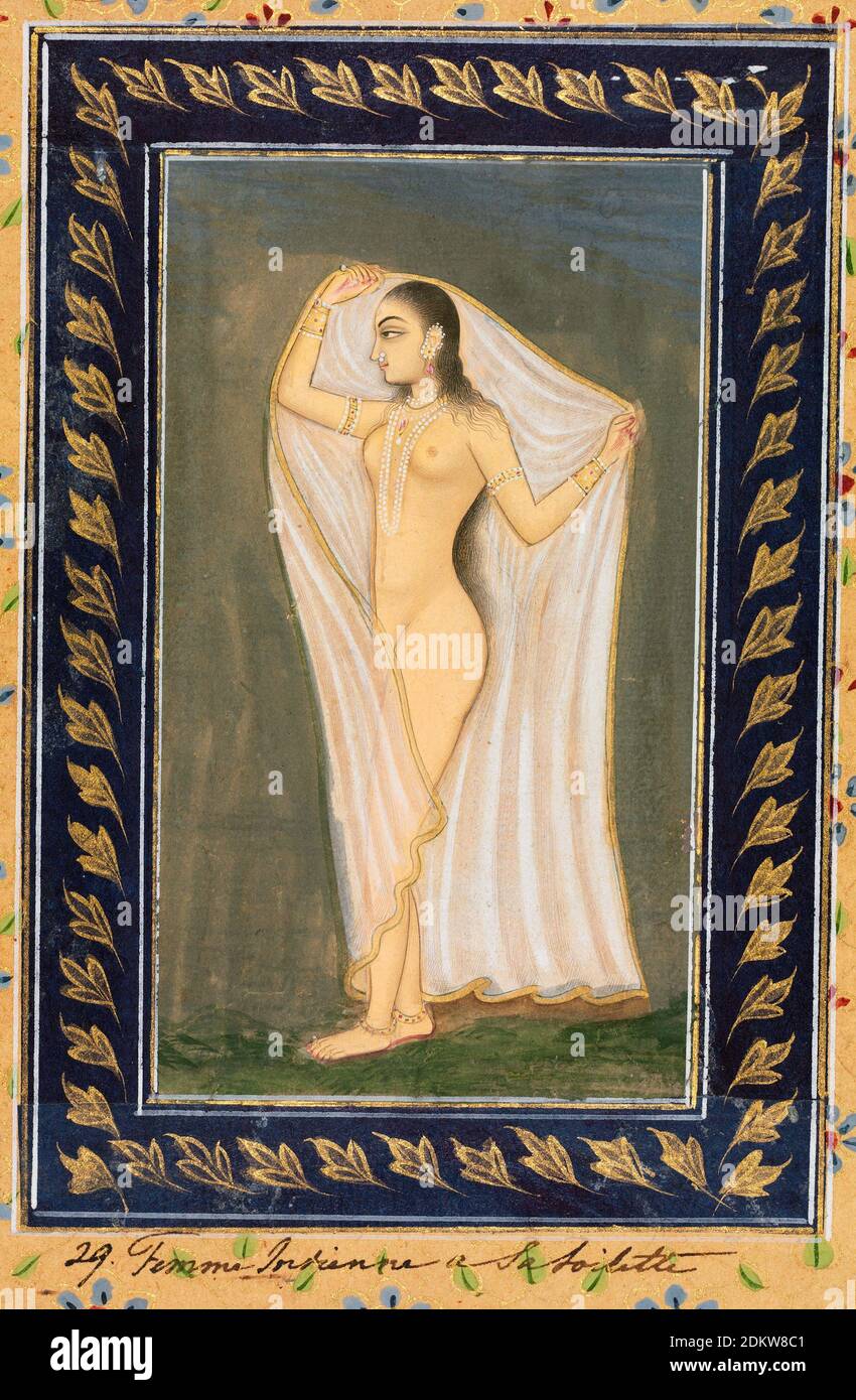 Lady after a Bath, 1700s, Indian and Southeast Asian Art Stock Photo