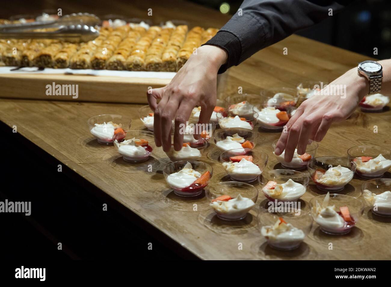 Individual cocktail salad servings on a buffet table Stock Photo Alamy