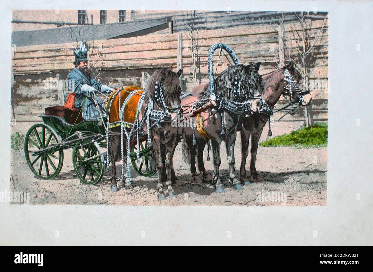 Retro photo of Russian coachman (cabman). Russian Empire. 1900s Stock Photo