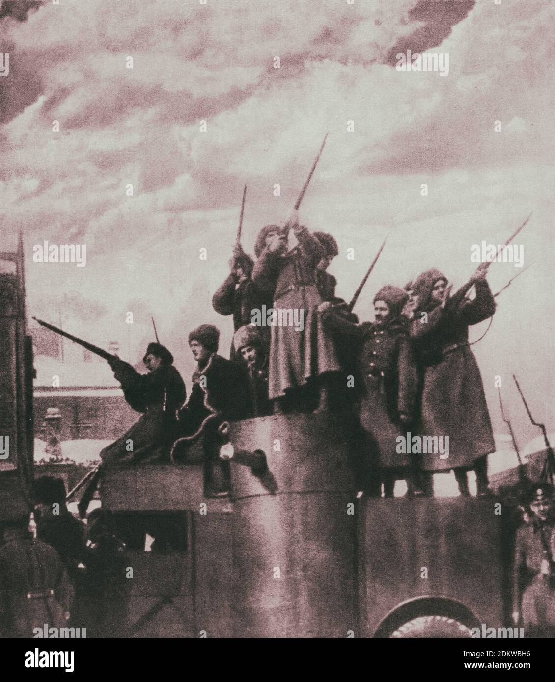 October Revolution in Petrograd. Fomer Russian Empire. October 1917. From soviet propaganda book Stock Photo