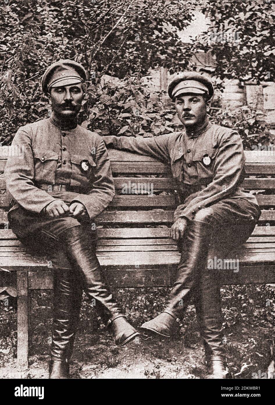 Commandeurs of the 1st Red Cavalry Army Budyonny and Voroshilov on the Polish front. 1920 Stock Photo