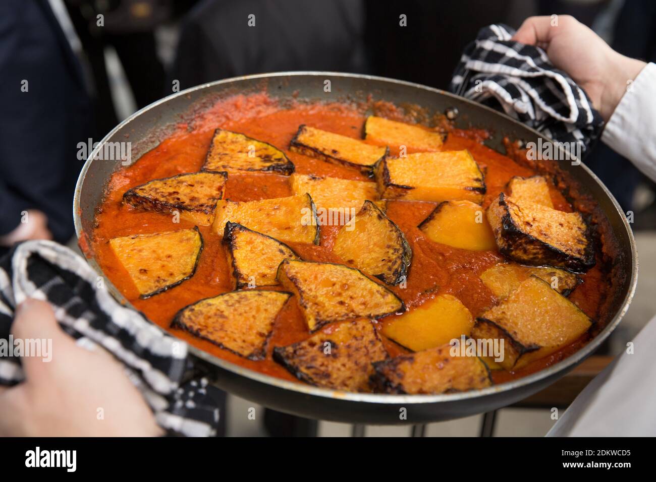 Main course served at a buffet table at a corporate event Stock Photo
