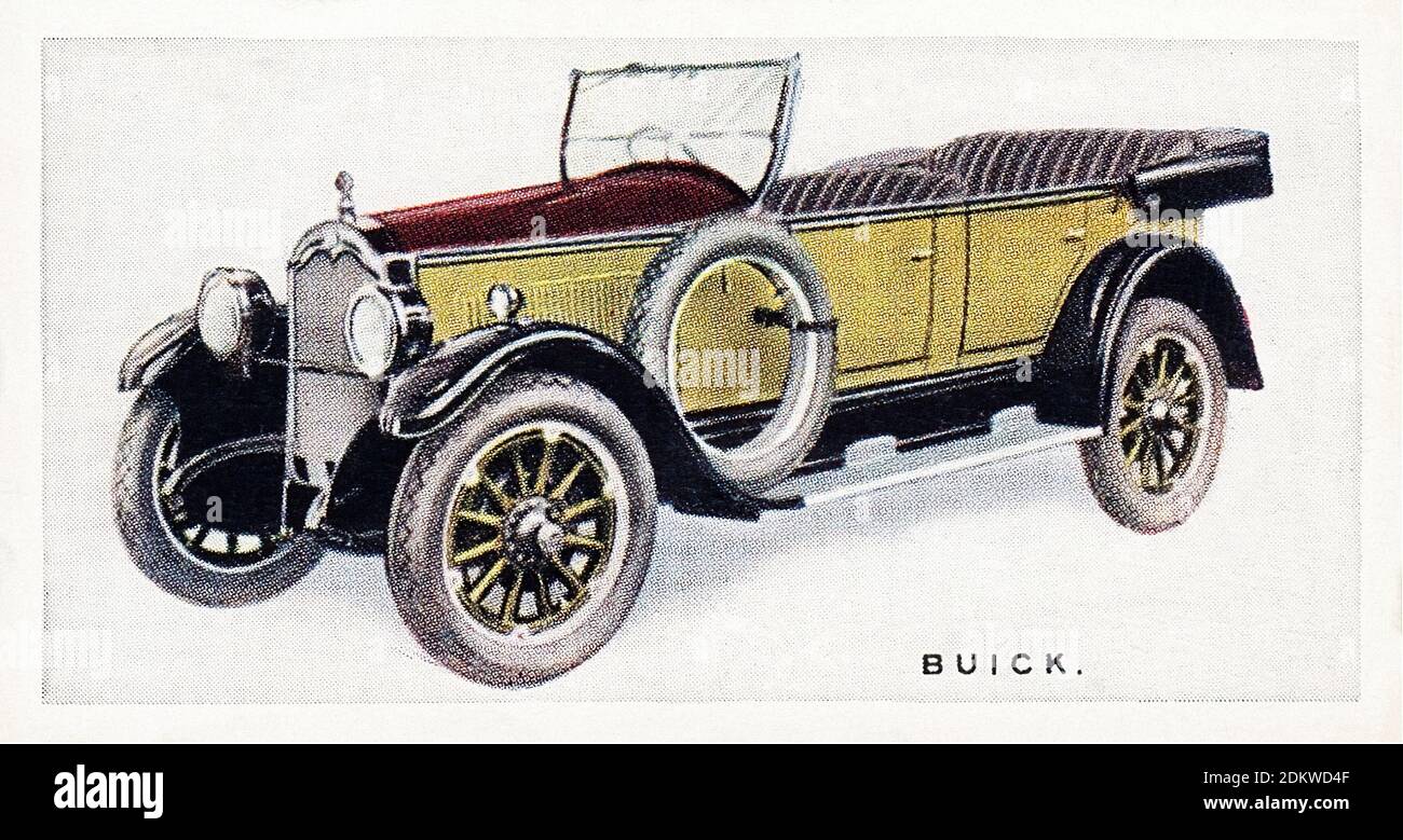 Antique cigarettes cards. 1926. Lambert & Butler Cigarettes (3rd series of Motor Cars). Buick 'Majestic' classic car. Buick is a division of the Ameri Stock Photo