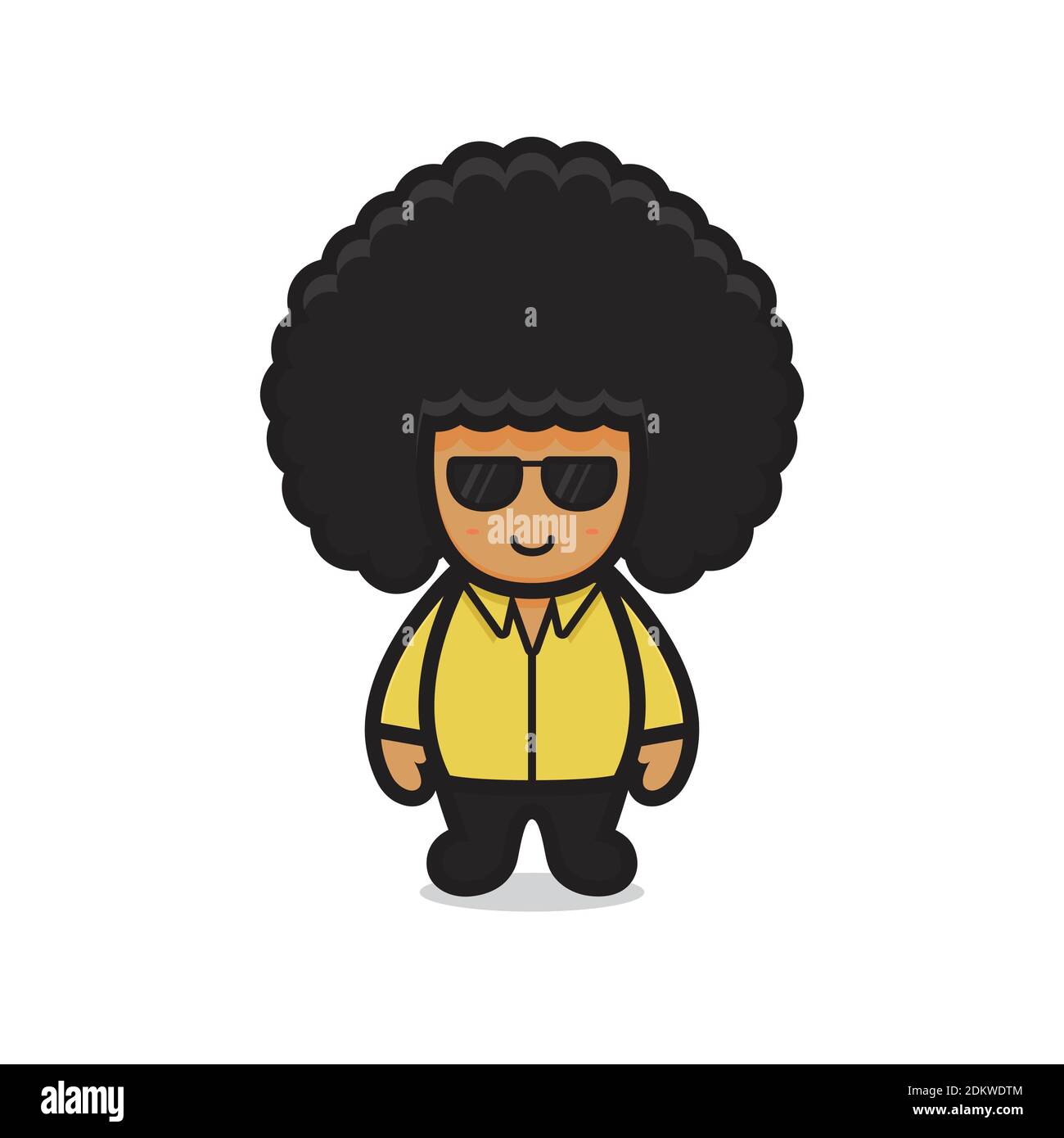 cute afro character boy wear glasses. design isolated on white