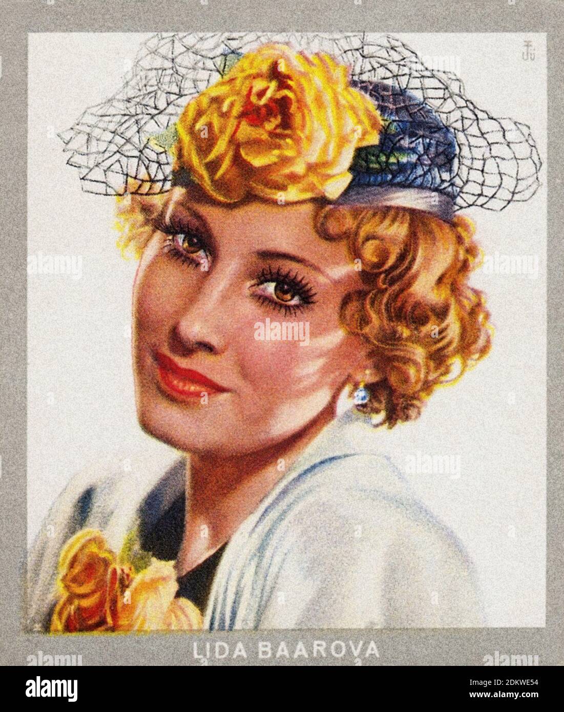 German antique cigarettes cards. Monopol Cigarettes 'series Künstler Im Film'. Lida Baarova, Czech actress. 1937 Lida Baarova (born Ludmila Babkova; 7 Stock Photo