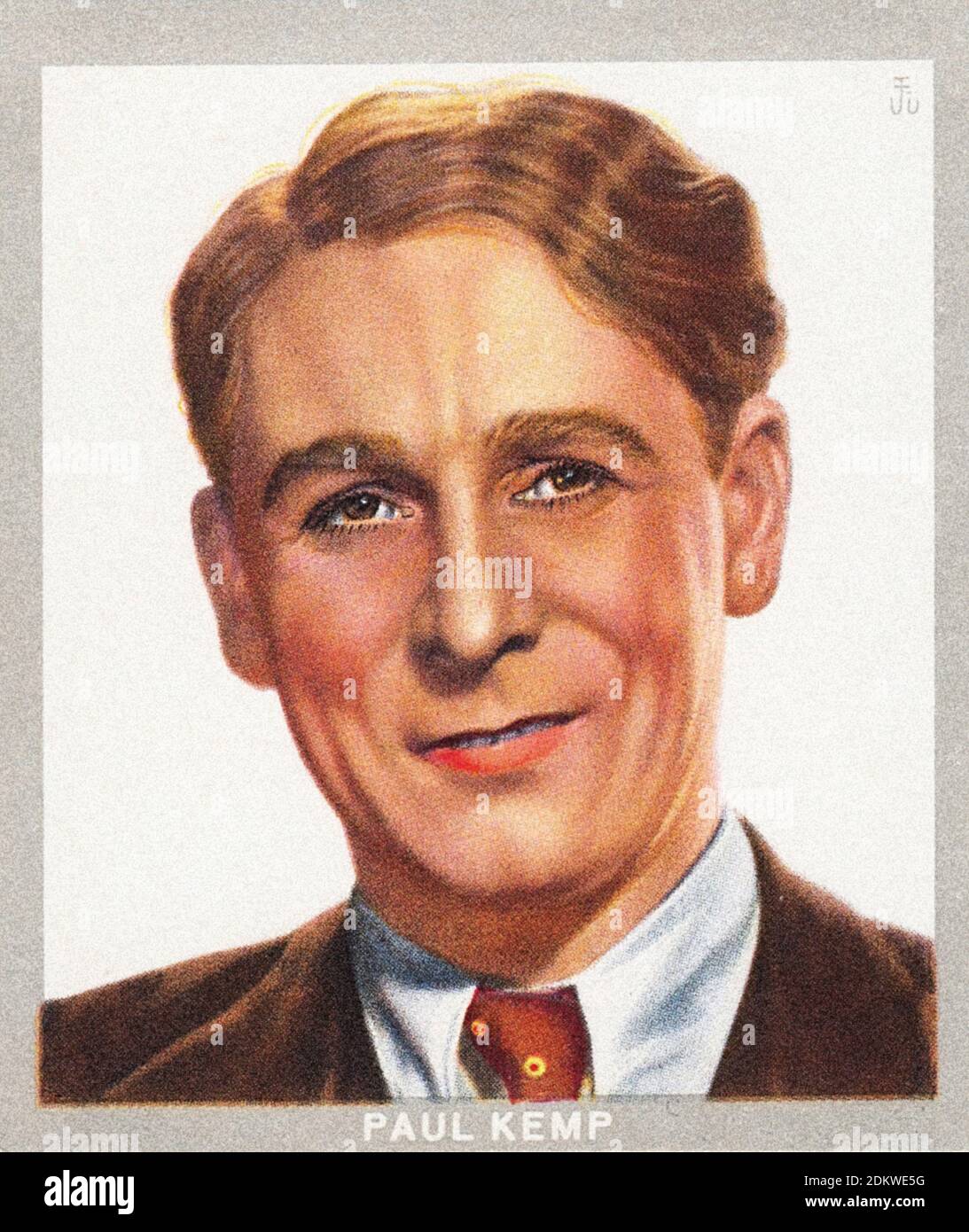 German antique cigarettes cards. Monopol Cigarettes 'series Künstler Im Film'. Paul Kemp, German actor. 1937 Paul Kemp (1896–1953) was a German stage Stock Photo
