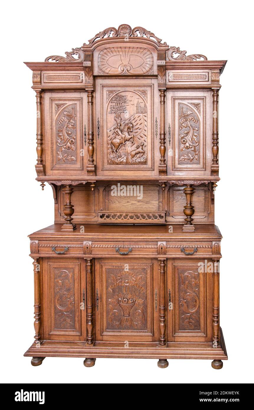 Ornate wooden carved cupboard hi res stock photography and images