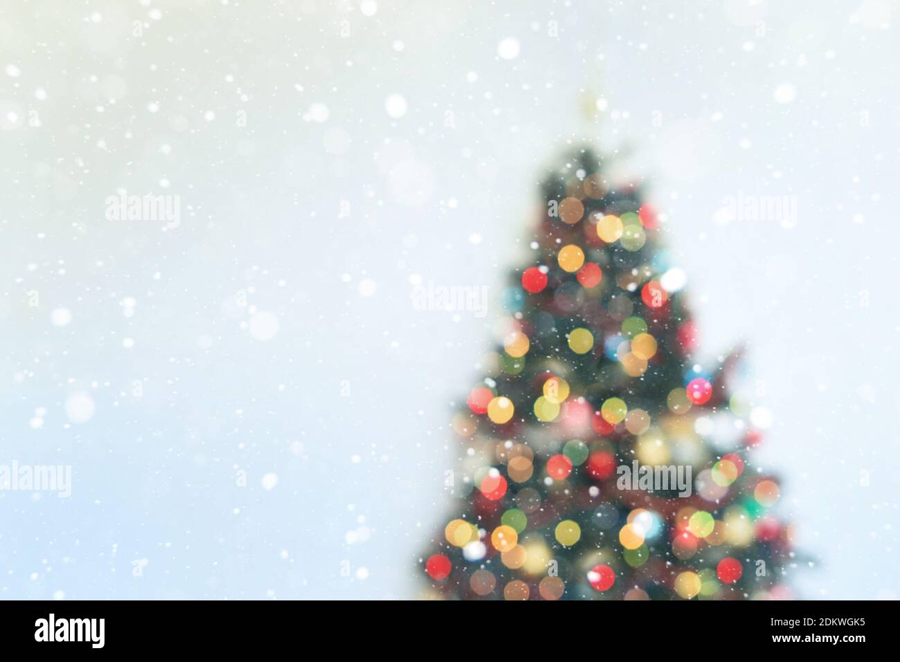 Defocused Christmas tree with lights Stock Photo