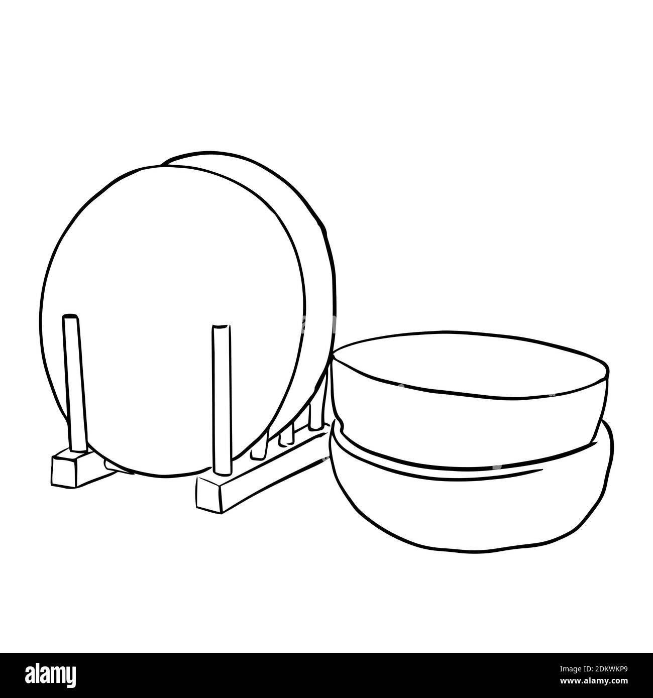 Outline sketch of isolated plates and bowls Stock Vector Image & Art