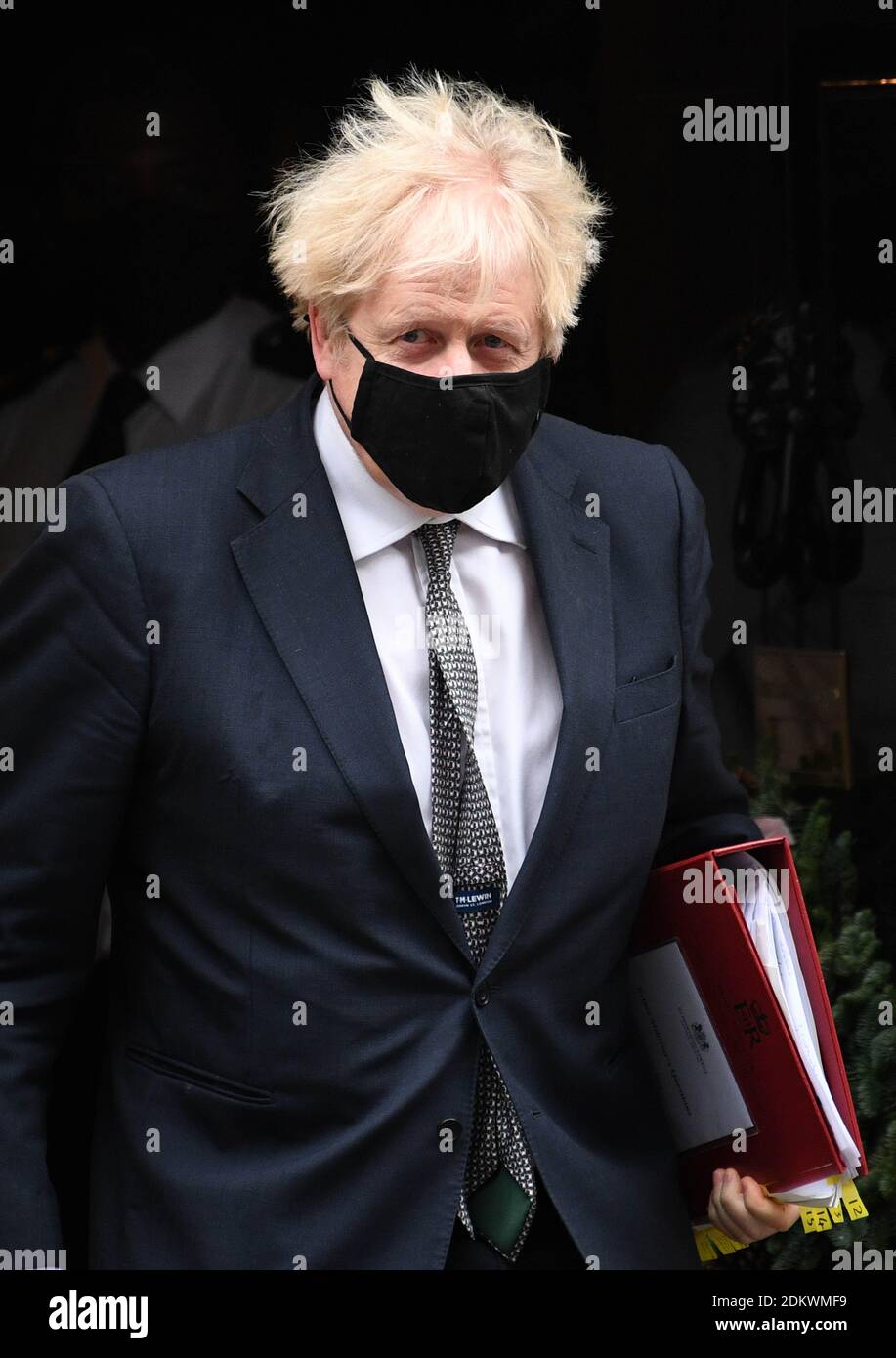 Prime Minister Boris Johnson leaves 10 Downing Street to attend Prime Minister's Questions at the Houses of Parliament, London. Stock Photo
