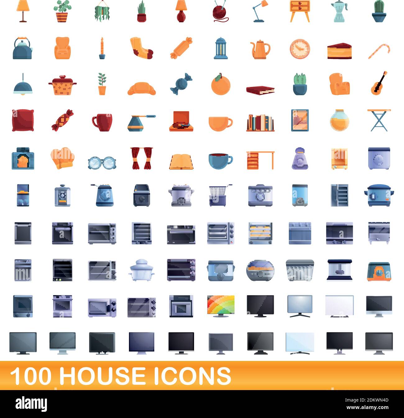 100 house icons set. Cartoon illustration of 100 house icons vector set ...