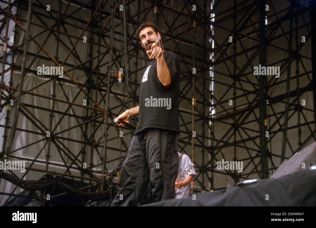 Serj Tankian performing in System of a Down at the Leeds Festival 2001. Stock Photo
