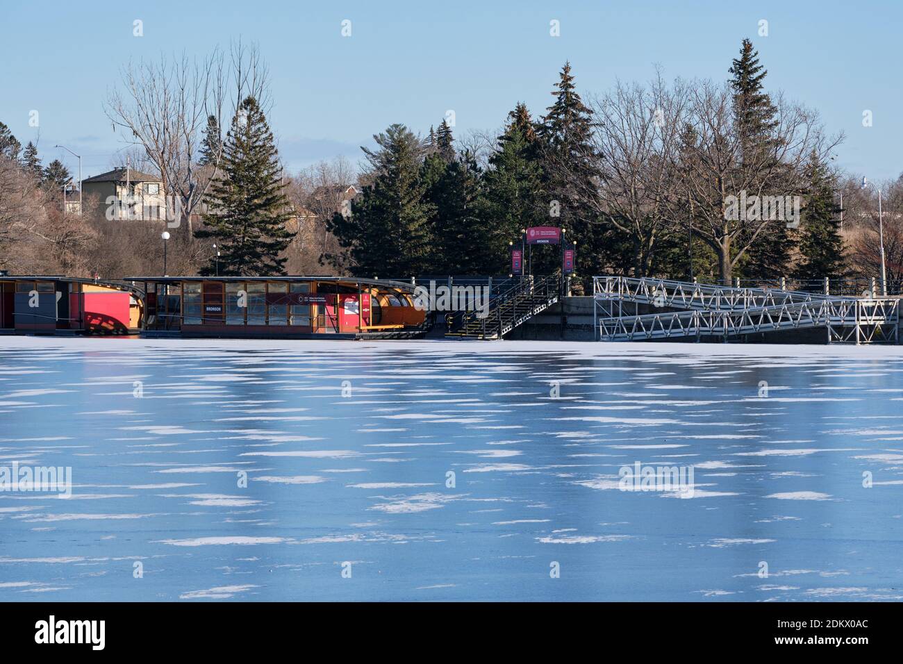 Dow's Lake in Ottawa part of Rideau Canal, starting to freeze in mid