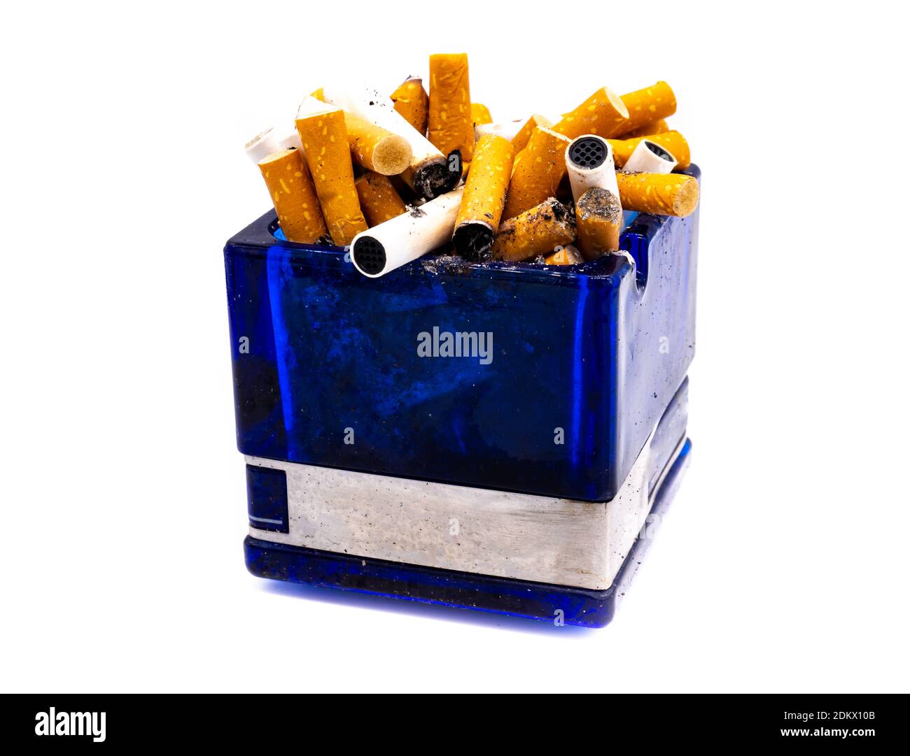 blue ashtray isolated on white background Stock Photo