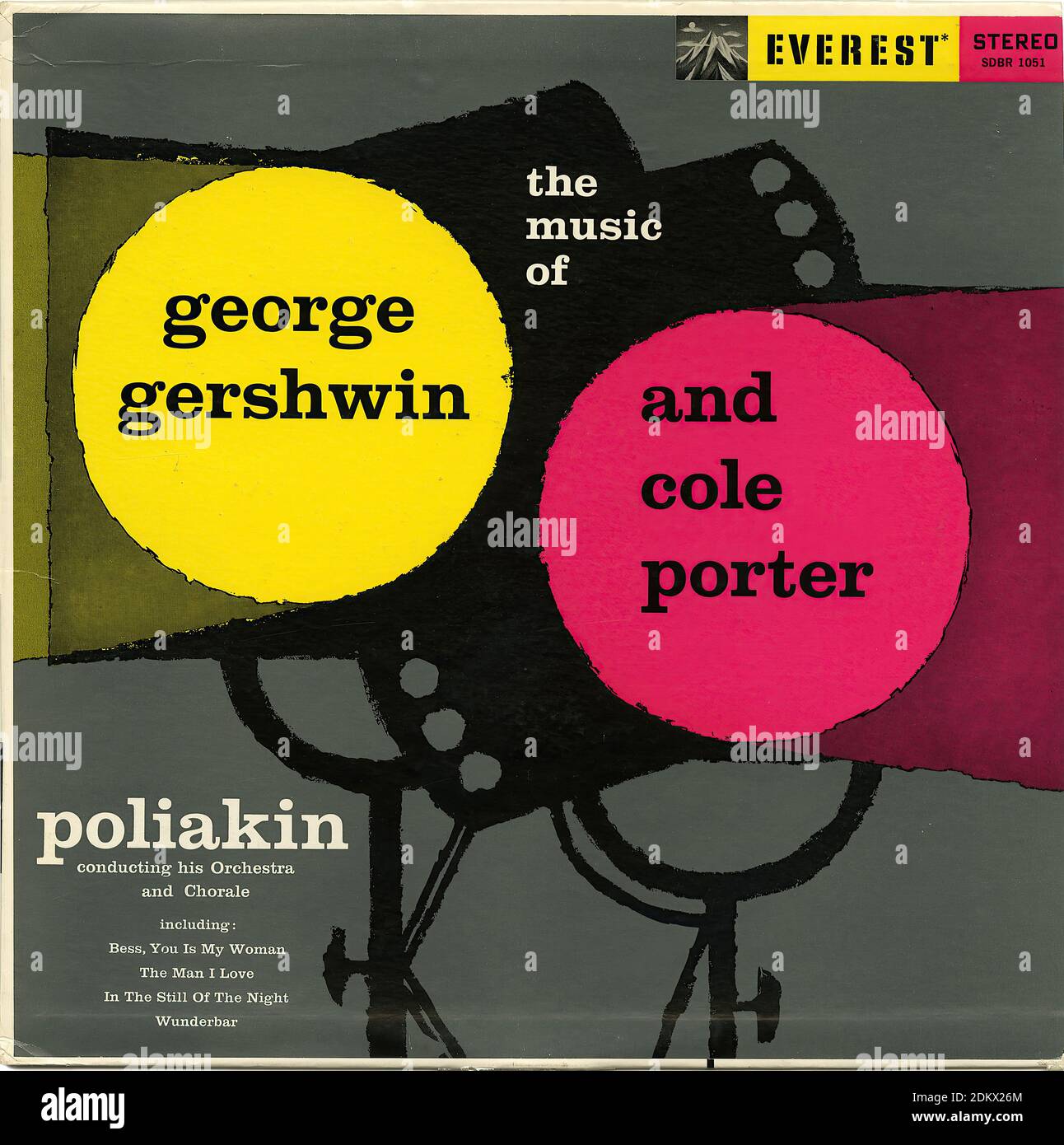 The Music of George Gershwin and Cole Porter - Vintage Record Cover Stock Photo