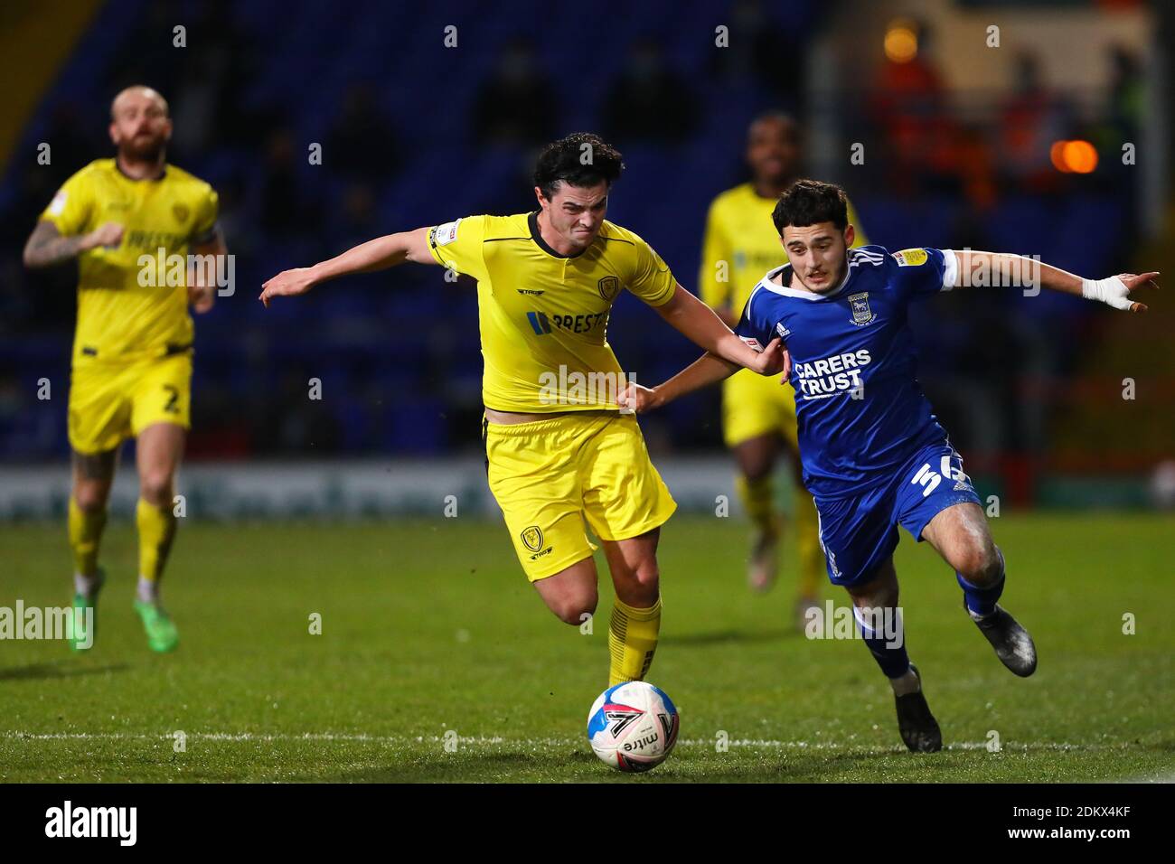 Armando Dobra of Ipswich Town and Joe Powell of Burton Albion - Ipswich Town v Burton Albion, Sky Bet League One, Portman Road, Ipswich, UK - 15th December 2020  Editorial Use Only - DataCo restrictions apply Stock Photo