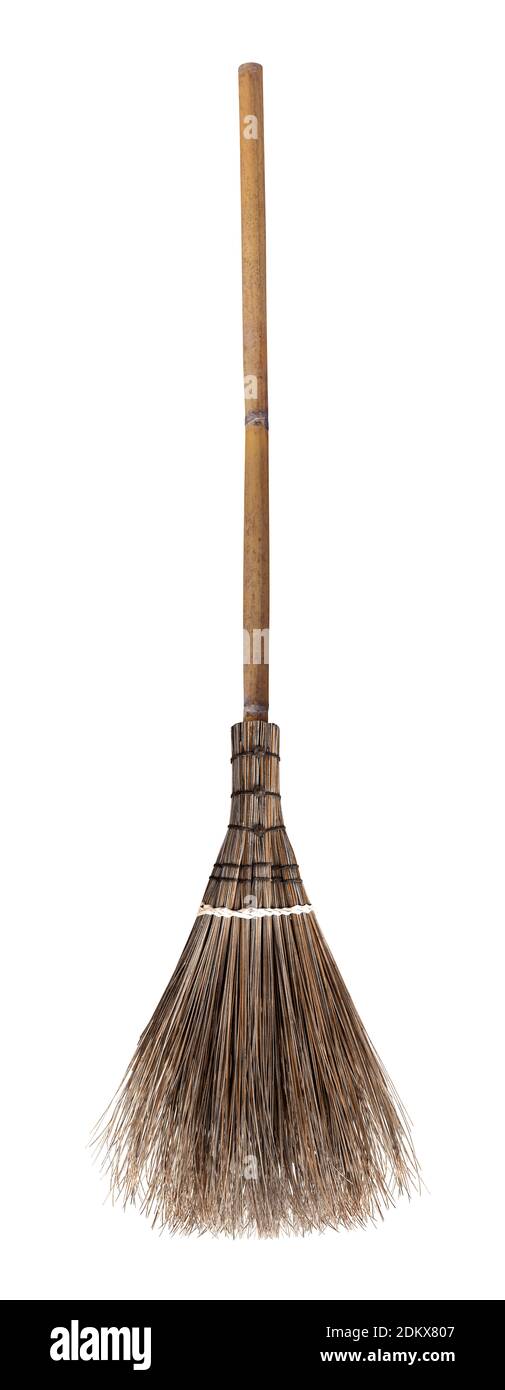 Broom And Coconut Palms Grass For Recycle Bin And Cleansing Day Broom Witches Isolated On Background White Witch S Broomstick Stock Photo Alamy