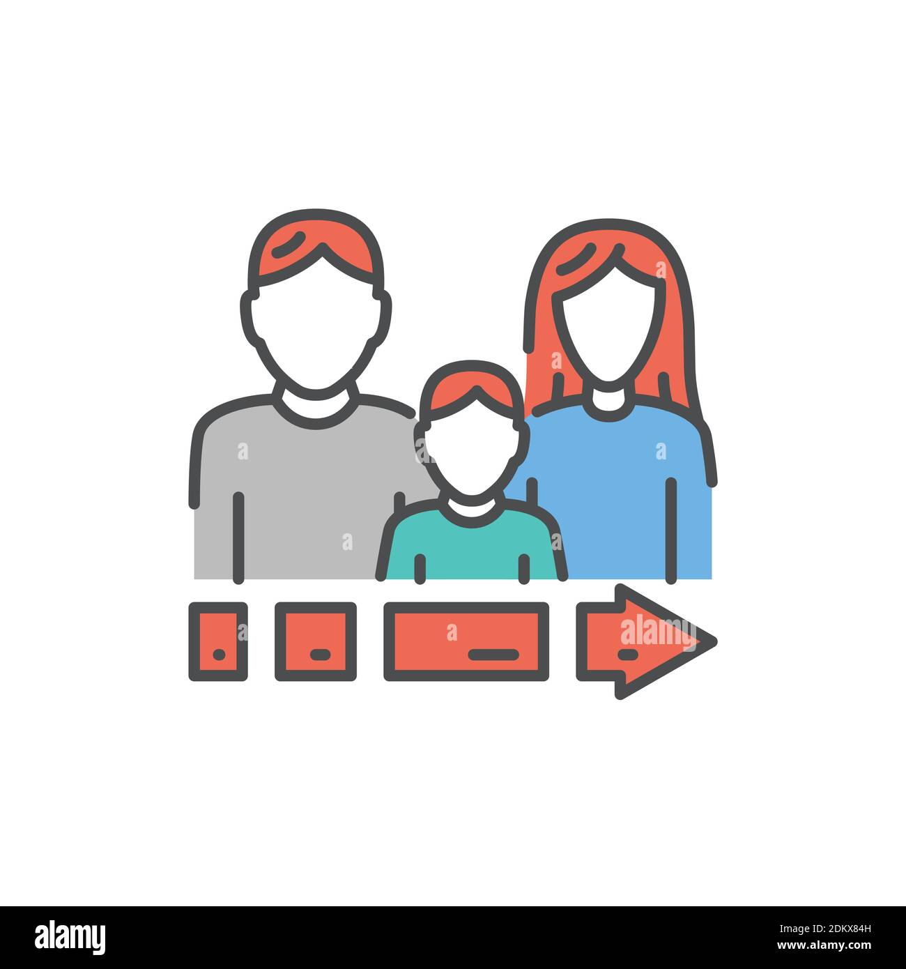 illegal immigrants color line icon. Editable stroke. Stock Vector