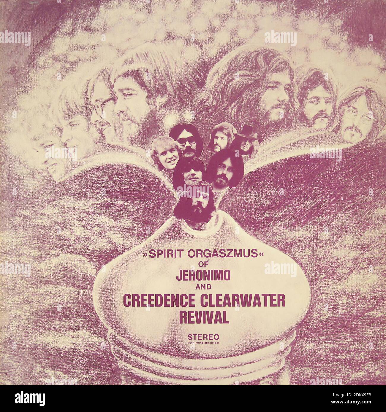 Jeronimo & Creedence Clearwater Revival Spirit Orgaszmus Pink Vinyl + Poster  - Vintage Vinyl Record Cover Stock Photo