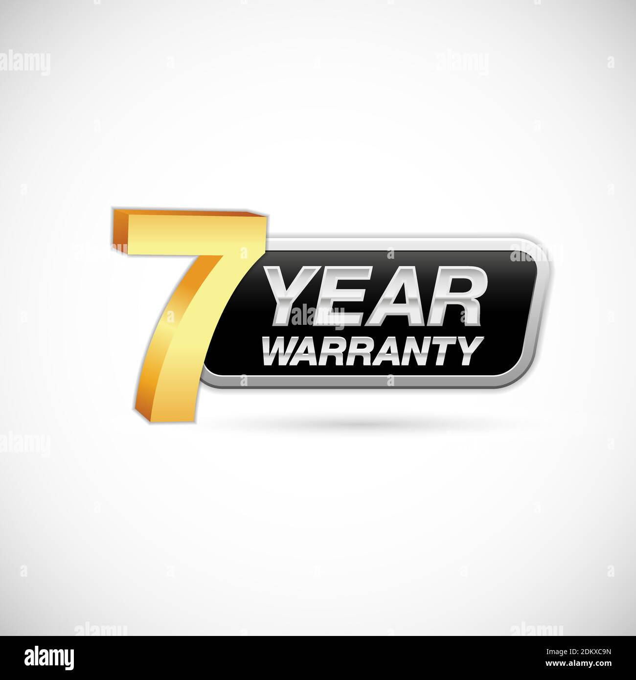 7 year warranty golden and silver label isolated on white background Stock Vector Image & Art