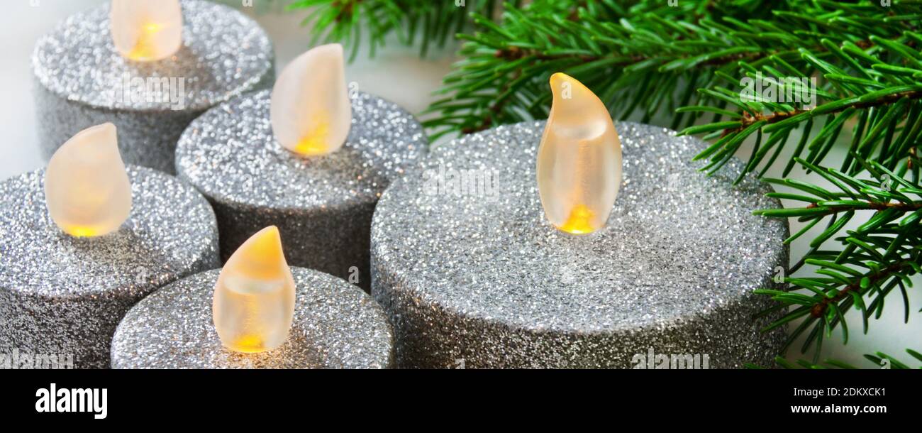 LED candles set close up Stock Photo
