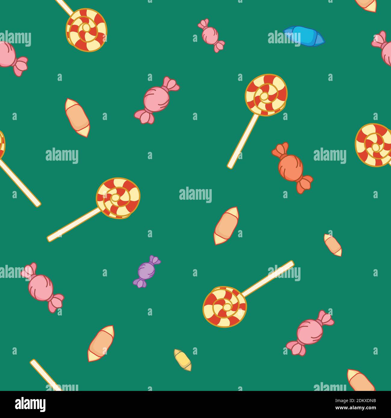 cookies seamless pattern on a green background. Stock Vector