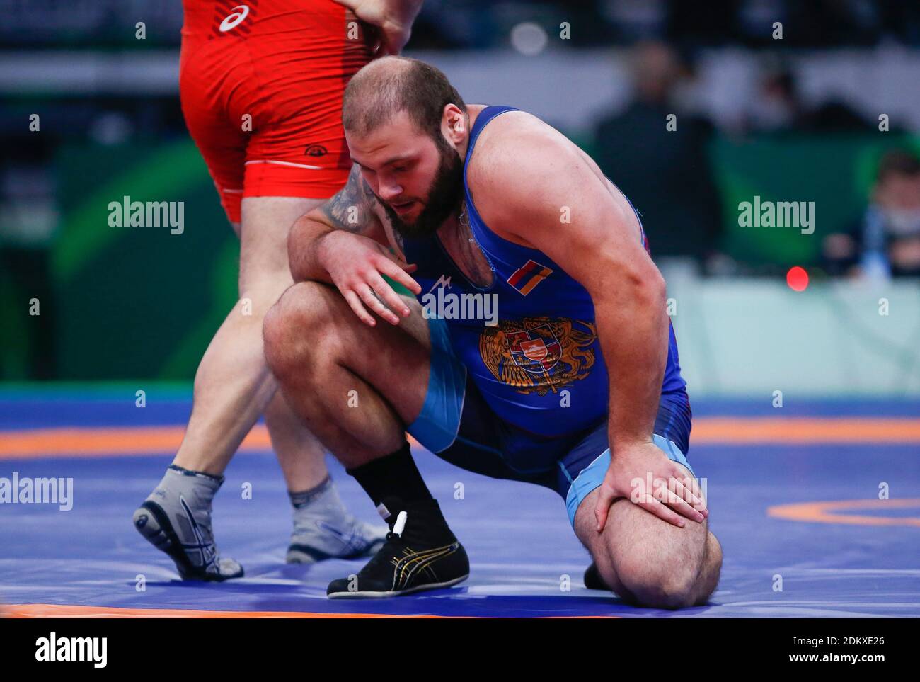 Belgrade, Bulgaria. 13th December, 2020. David OVASAPYAN (ARM) reacts during the greco roman wrestling final 130kg. Credit: Nikola Krstic/Alamy Live News Stock Photo