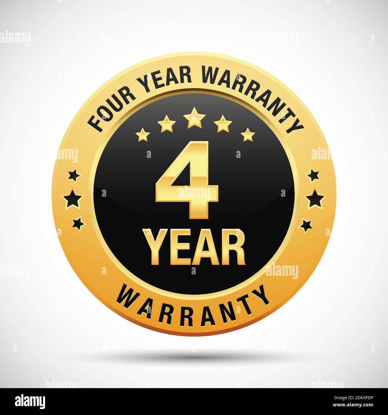 4 year warranty golden badge isolated on white background Stock Vector ...