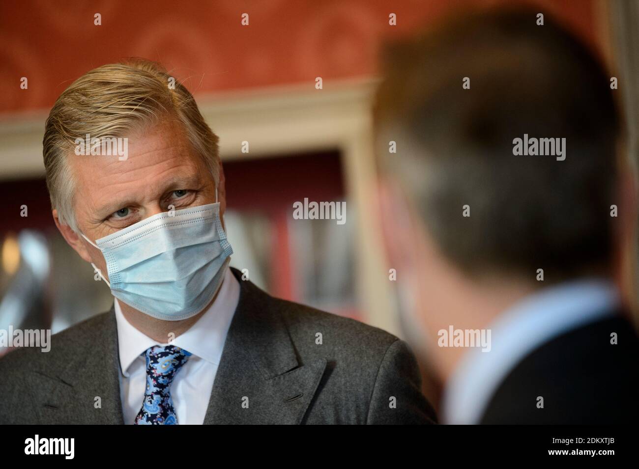 King Philippe - Filip of Belgium pictured at a ceremony to award the 'Francqui-Collen Prize 2020', Wednesday 16 December 2020, in Brussels. The scient Stock Photo
