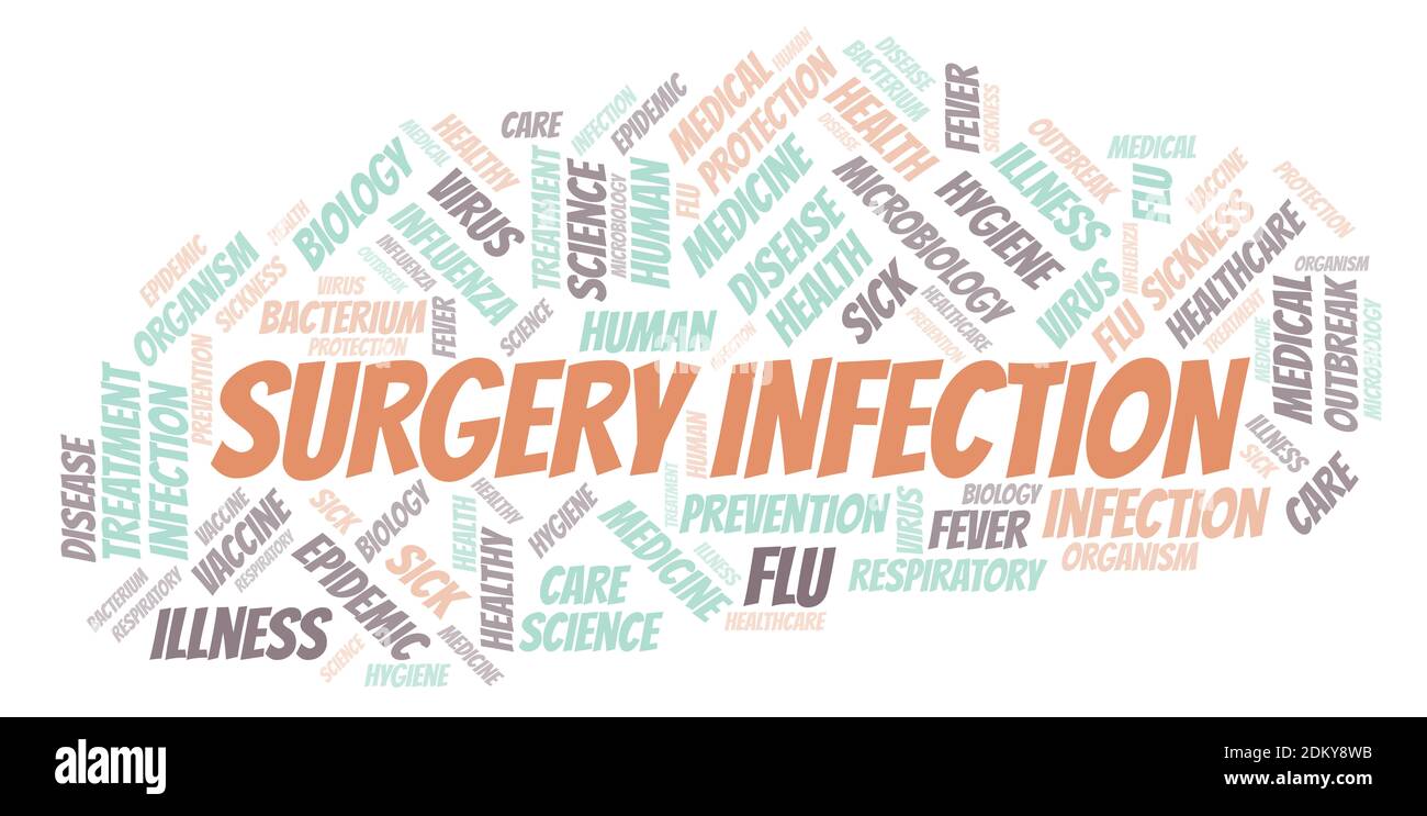 Surgery Infection typography word cloud create with text only. Stock Photo