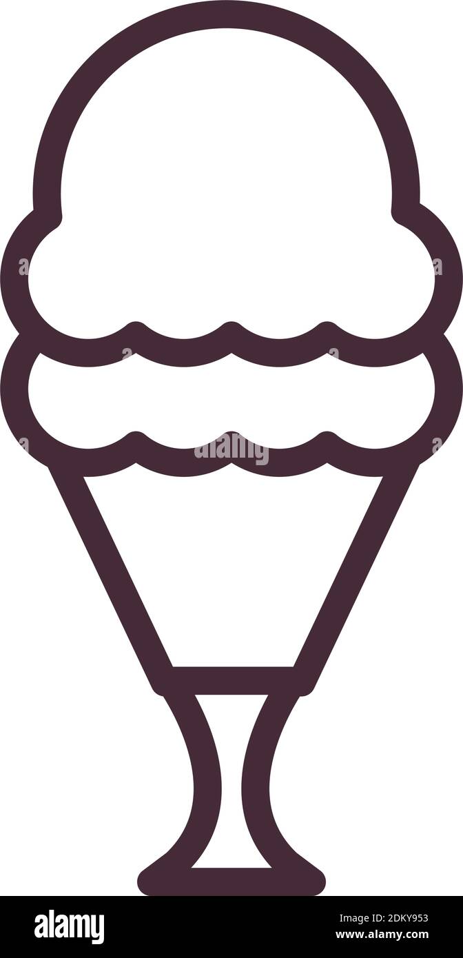 ice cream cup of 2 balls line style icon design, Sweet and dessert ...