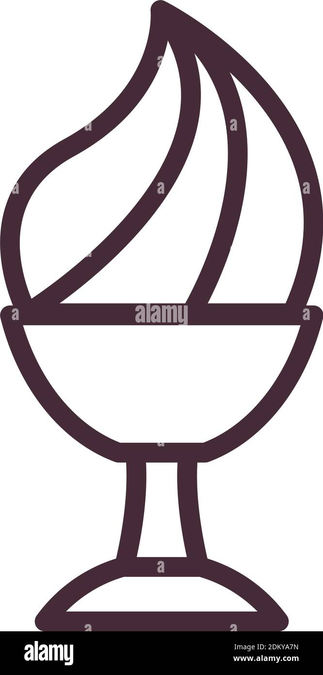 ice cream cup line style icon design, Sweet and dessert theme Vector ...