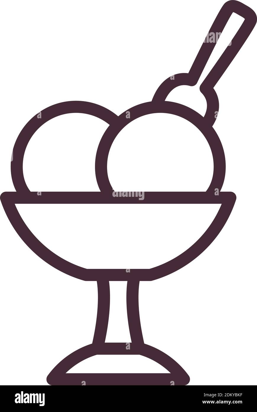 ice cream cup with spoon line style icon design, Sweet and dessert ...
