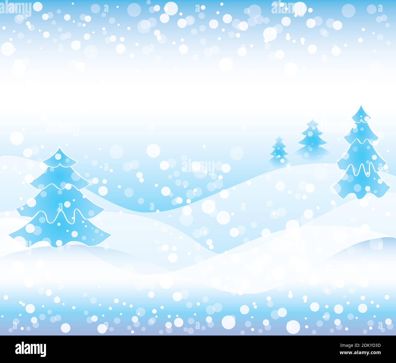 Winter Snowy In Hill Of Tree With Snowfall Background Design