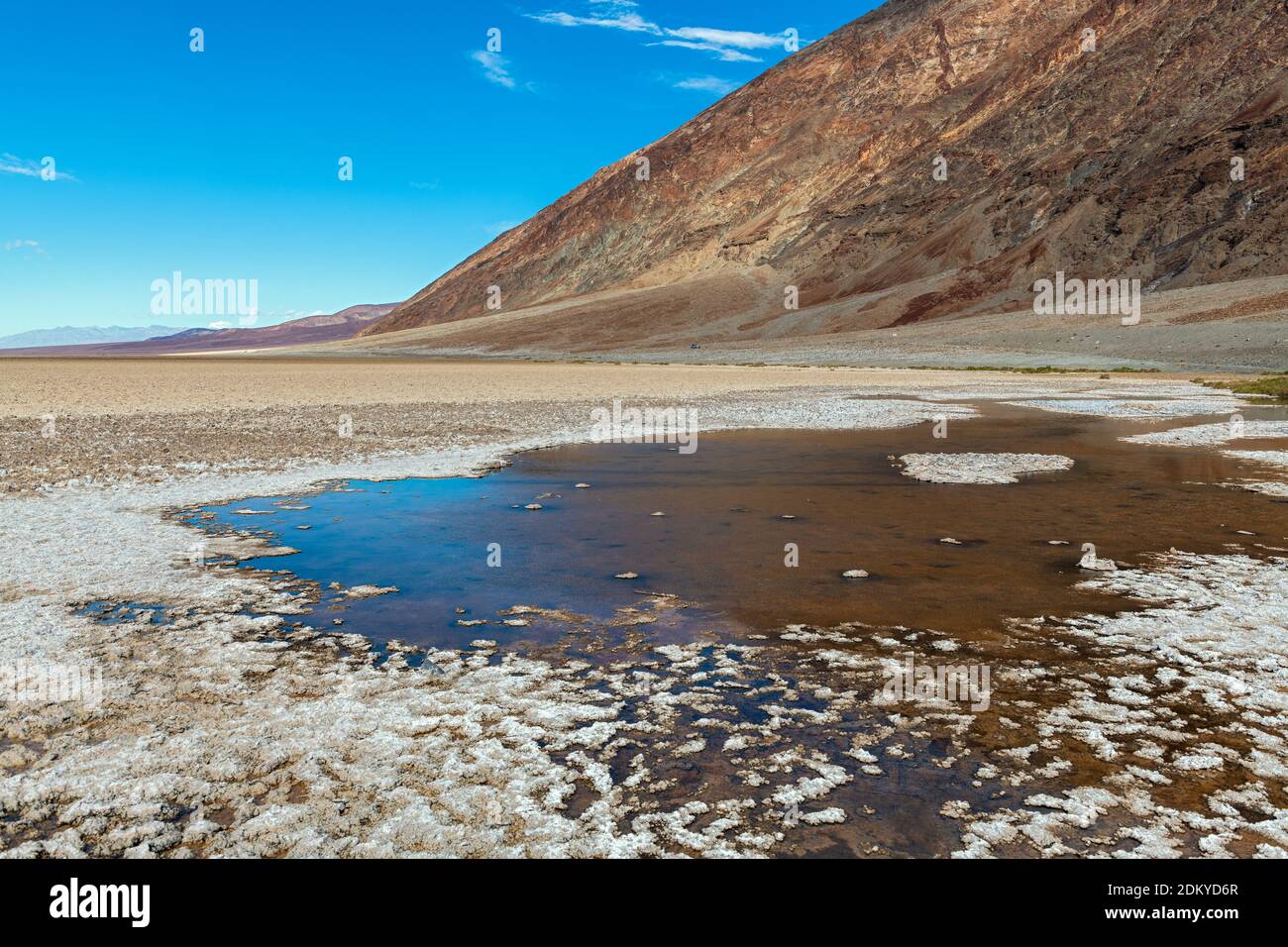 Standing water at Badwater Basin in Death Valley National Park in ...