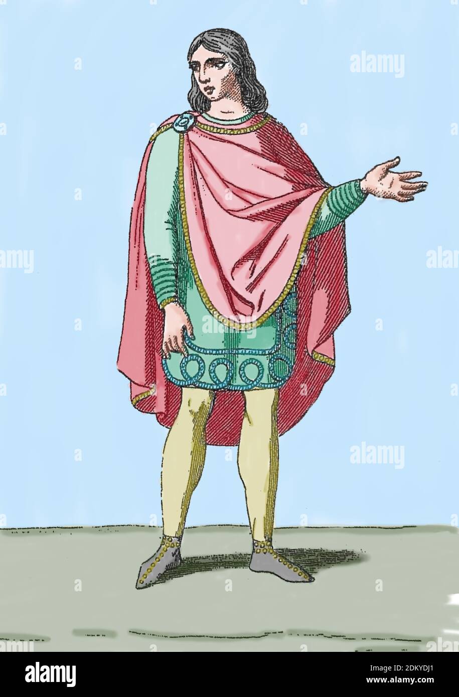 England. Anglo-Saxons period. 5th-11th. Society. Gentleman. Engraving, 19th century. Stock Photo