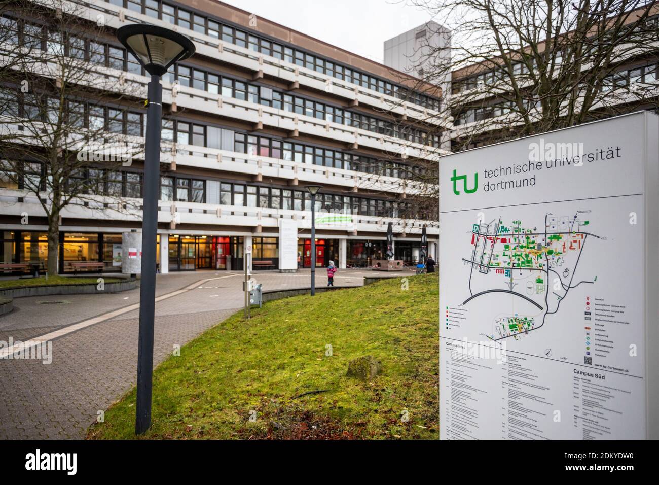 Deserted campus of the TU Dortmund University during the shutdown in the COVID-19 crisis Stock Photo