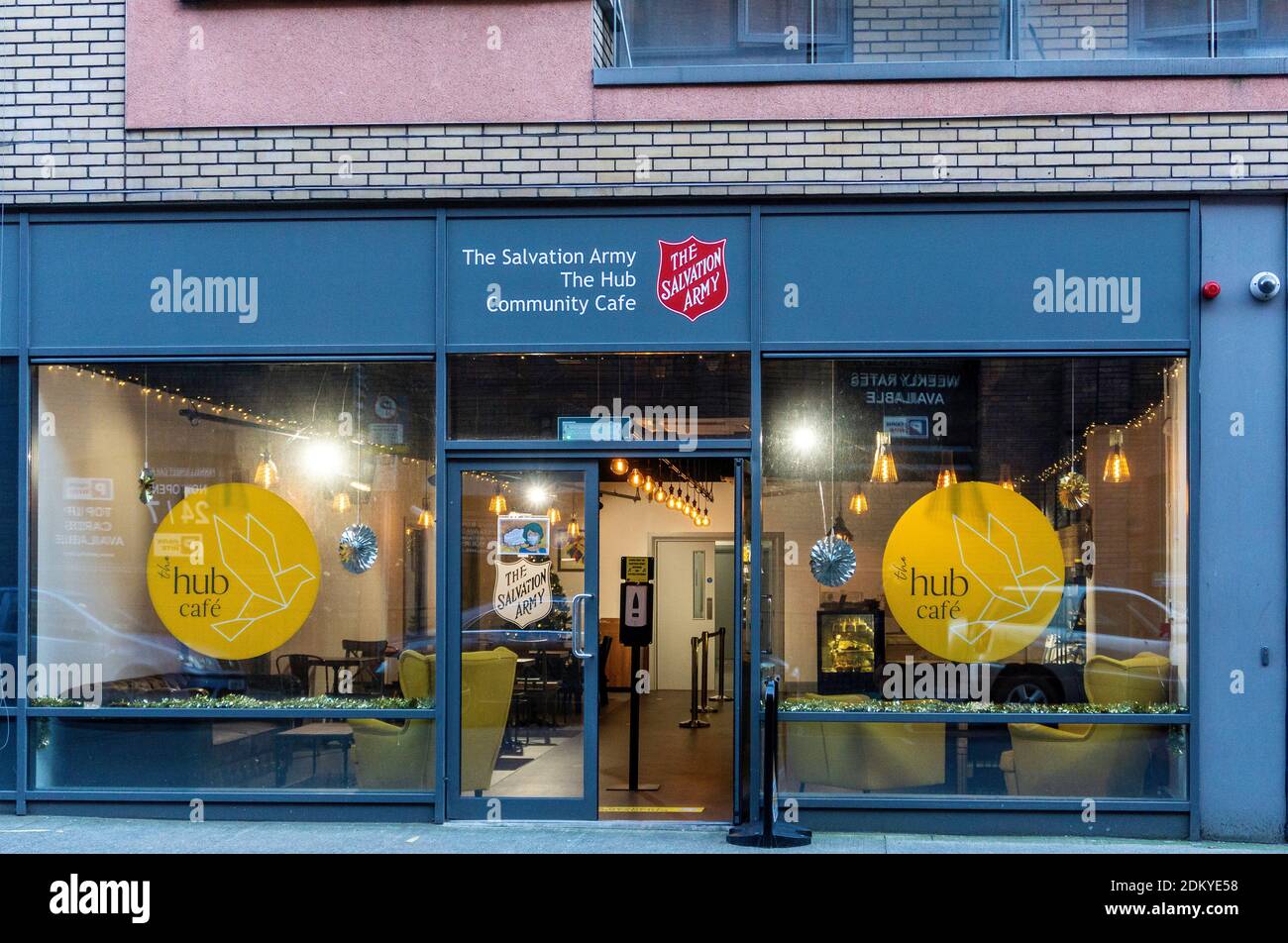 The Salvation Army Community café, hub in Kings Inn Street in Dublin, Ireland. The group operates charity shops, andshelters for the homeless Stock Photo