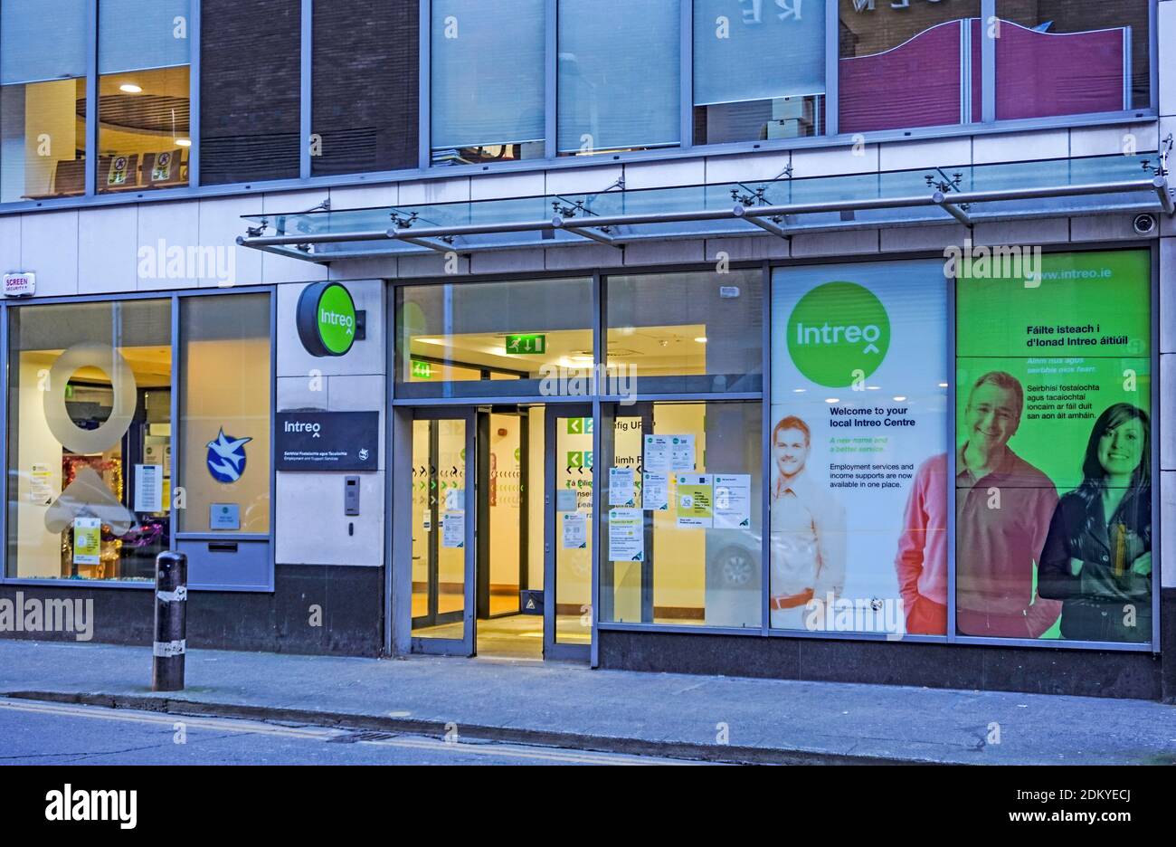An Intreo office in Kings Inn Street, Dublin, Ireland. Operated by the Department of Social Welfare and providing income support. employment support. Stock Photo