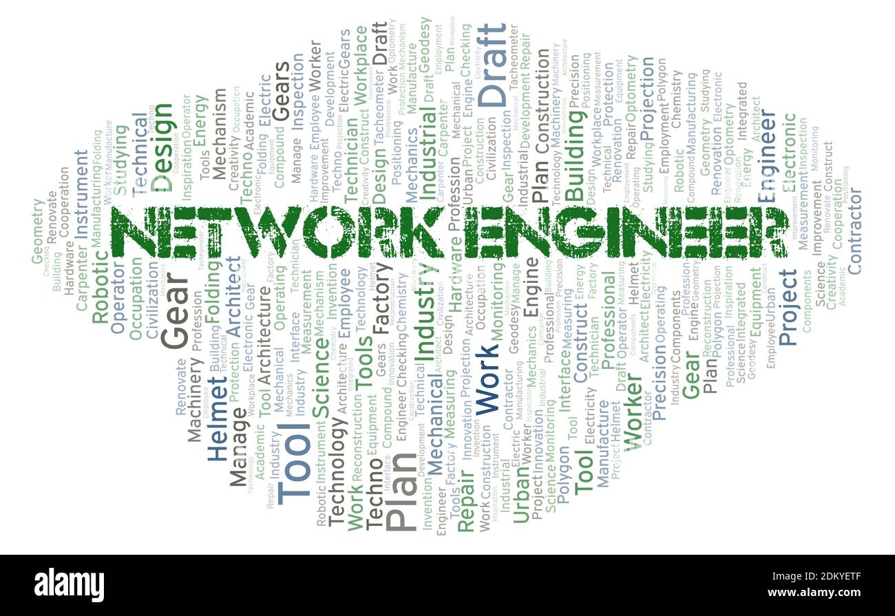 Network Engineer typography word cloud create with text only Stock Photo