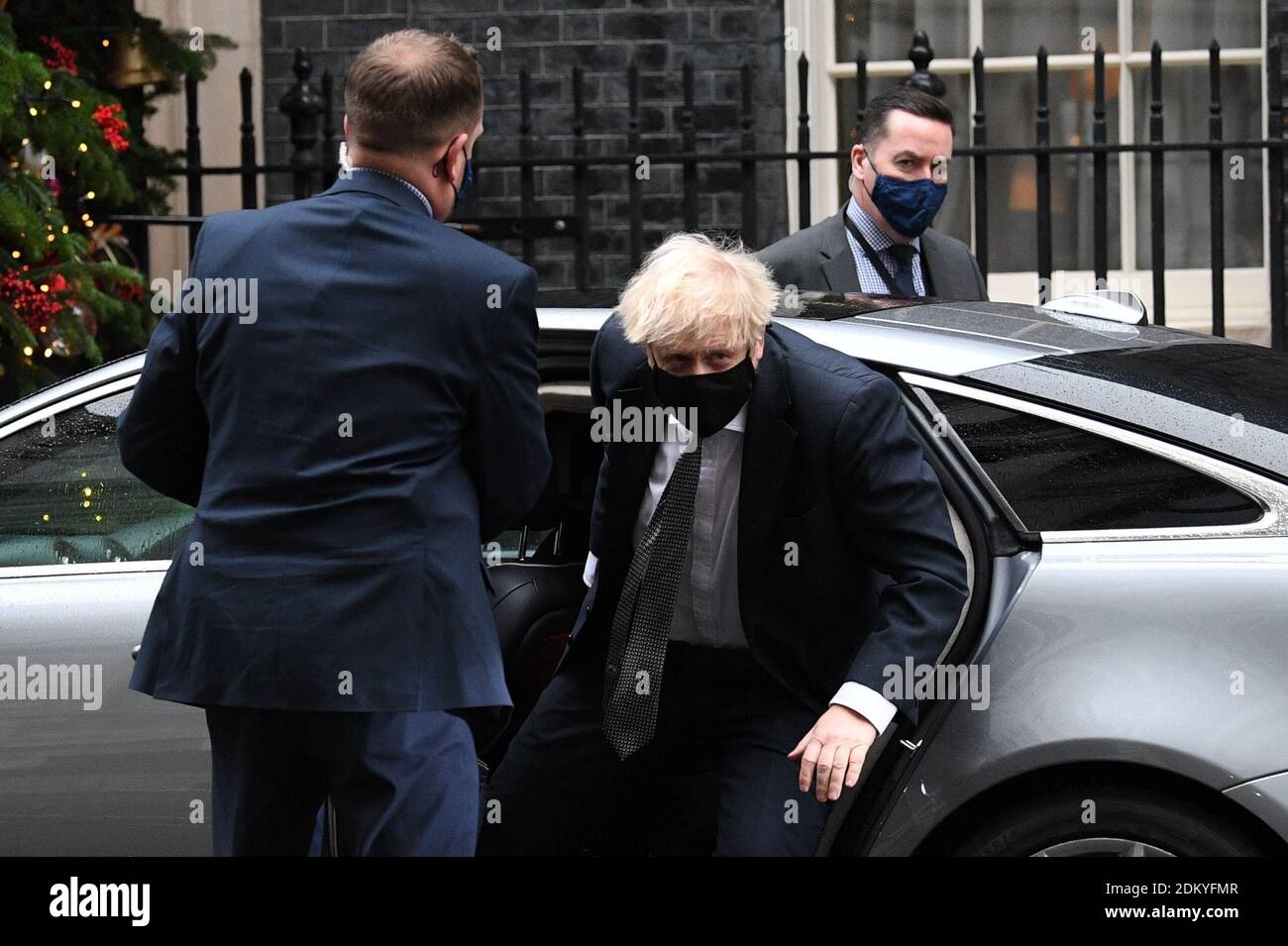 Prime Minister Boris Johnson returning to 10 Downing Street after attending Prime Minister's Questions at the Houses of Parliament, London. Stock Photo