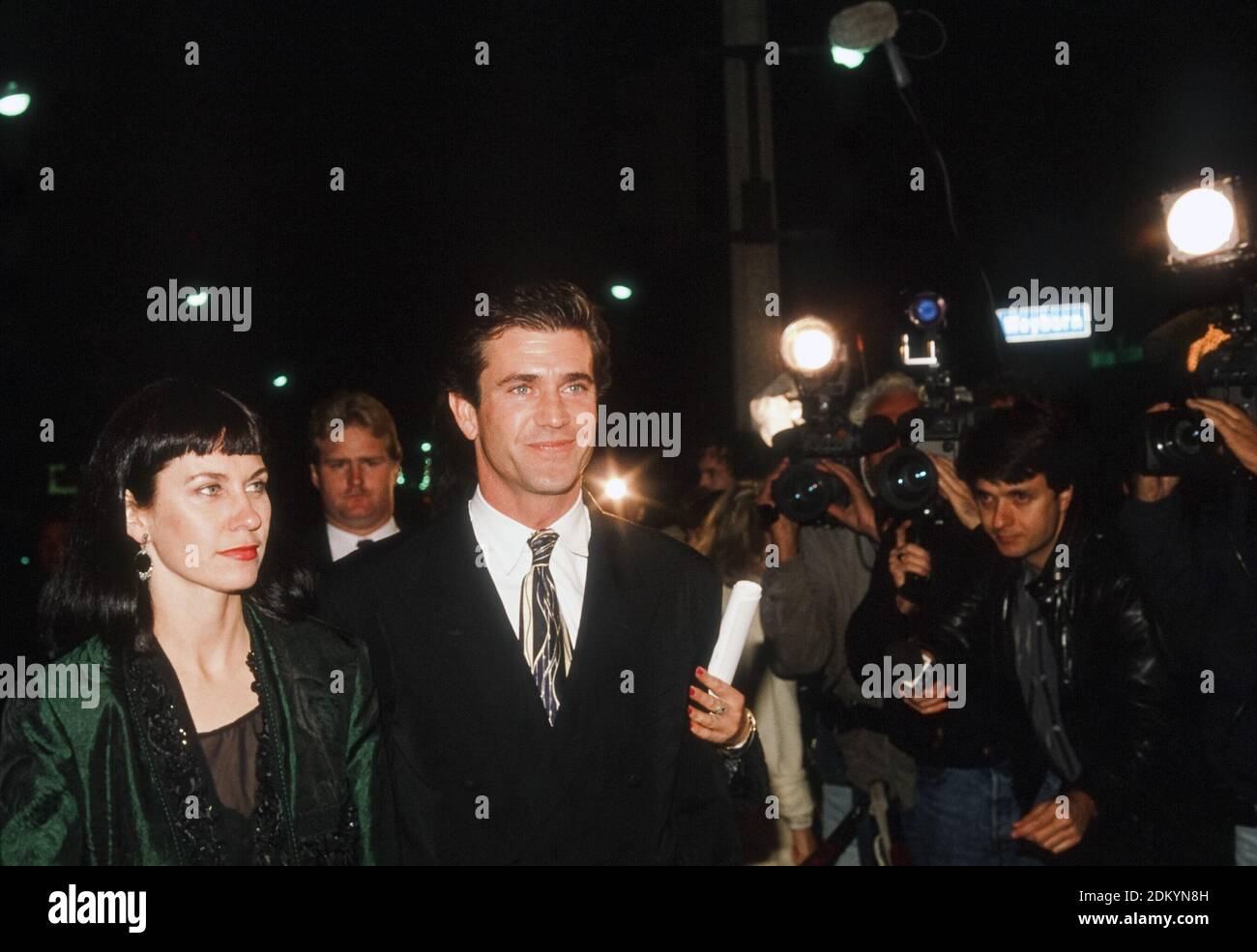 Mel Gibson, Robyn Moore, at the 'Dances With Wolves' Premiere, 1990 / File Reference # 34000-1134PLTHA Stock Photo