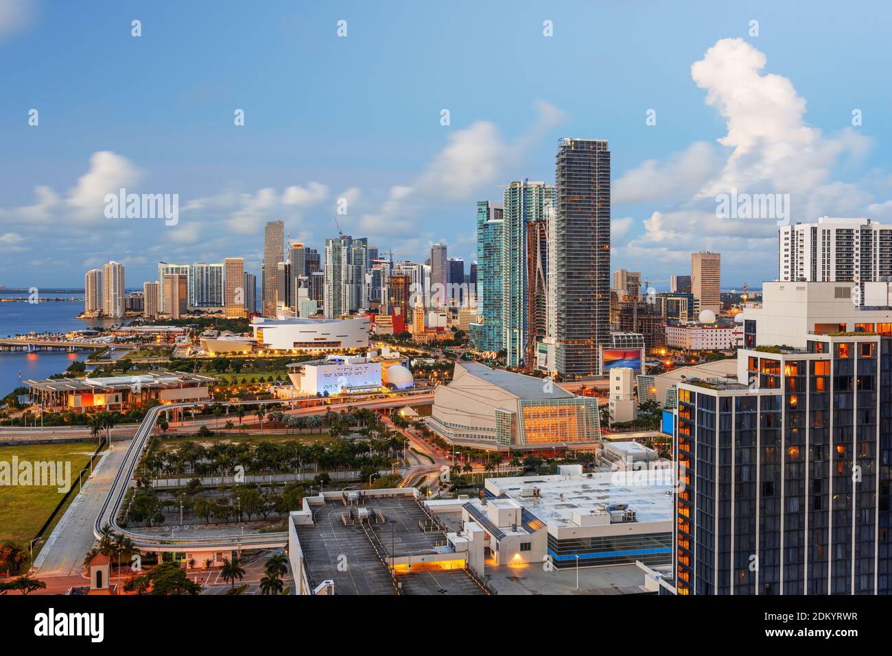 Miami, Florida, USA downtown cityscape at dusk. Stock Photo