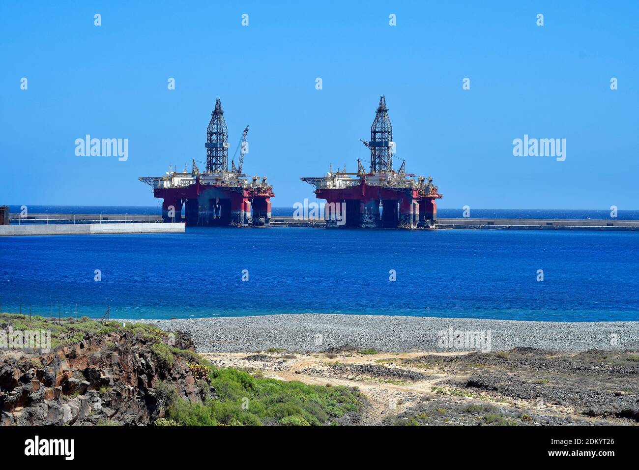 Spain, Canary Islands, offshore platform Stock Photo