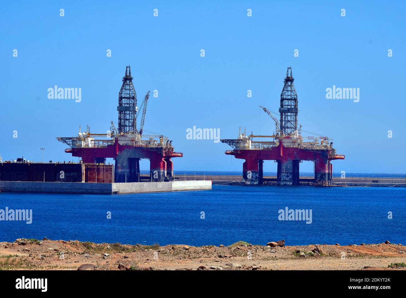 Spain, Canary Islands, offshore platform Stock Photo