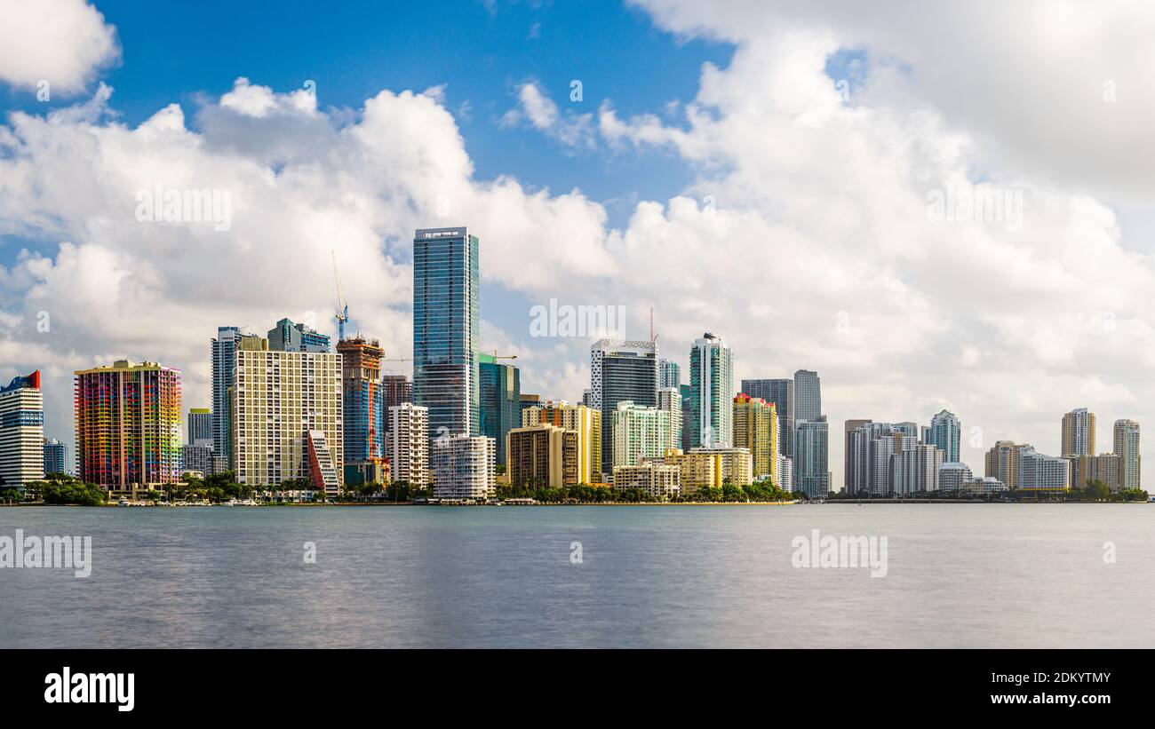 Miami, Florida, USA downtown skyline on Biscayne Bay in the afternoon. Stock Photo